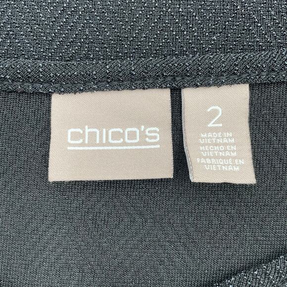 Chico's Women's Tunic Blouse, Black Shimmer, Pullover, Sz. 2 (Med.) - Picture 4 of 11